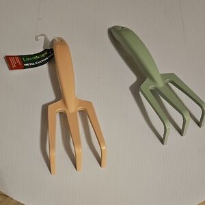 Metal Claw Hand Rake Set - Peach and Green